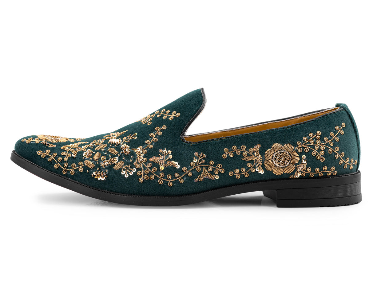 Deeuco Ethnic Premium Green Velvet Zardozi embroidery Jutti