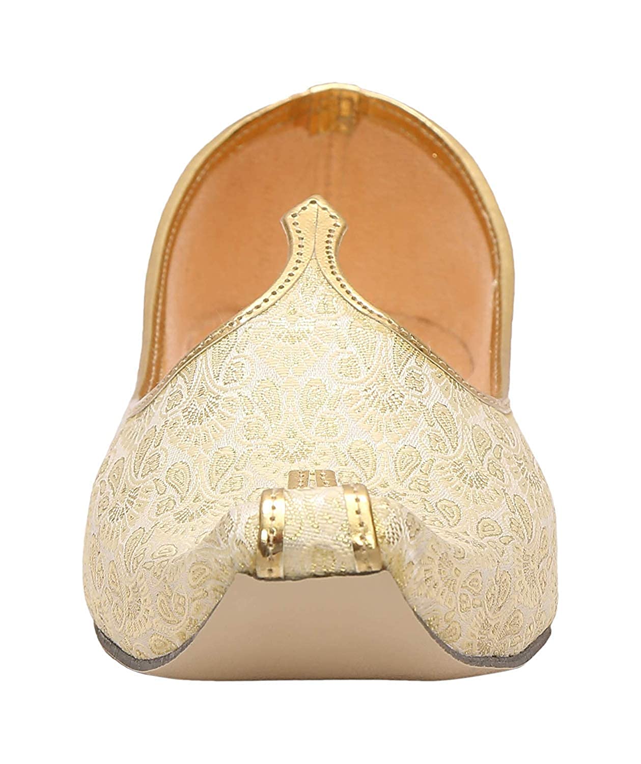 DEEUCO Men's Ethnic Cream N Golden Wedding and Sherwani Jutti, Mojari