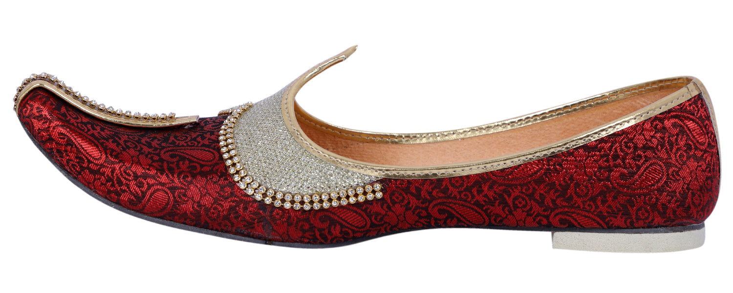DEEUCO Men's Ethnic Maroon Wedding and Sherwani Jutti, Mojari