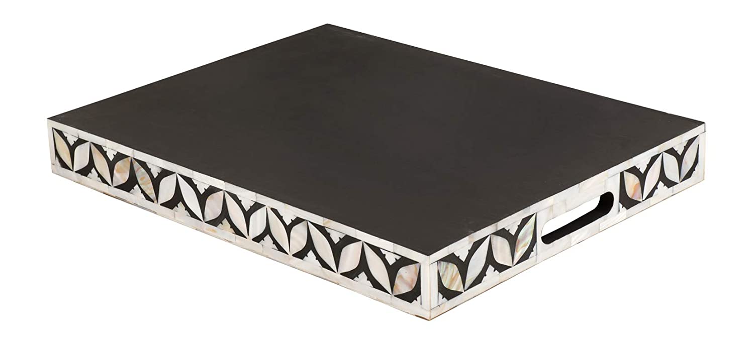 Wood Tray, Black White Abstract Print