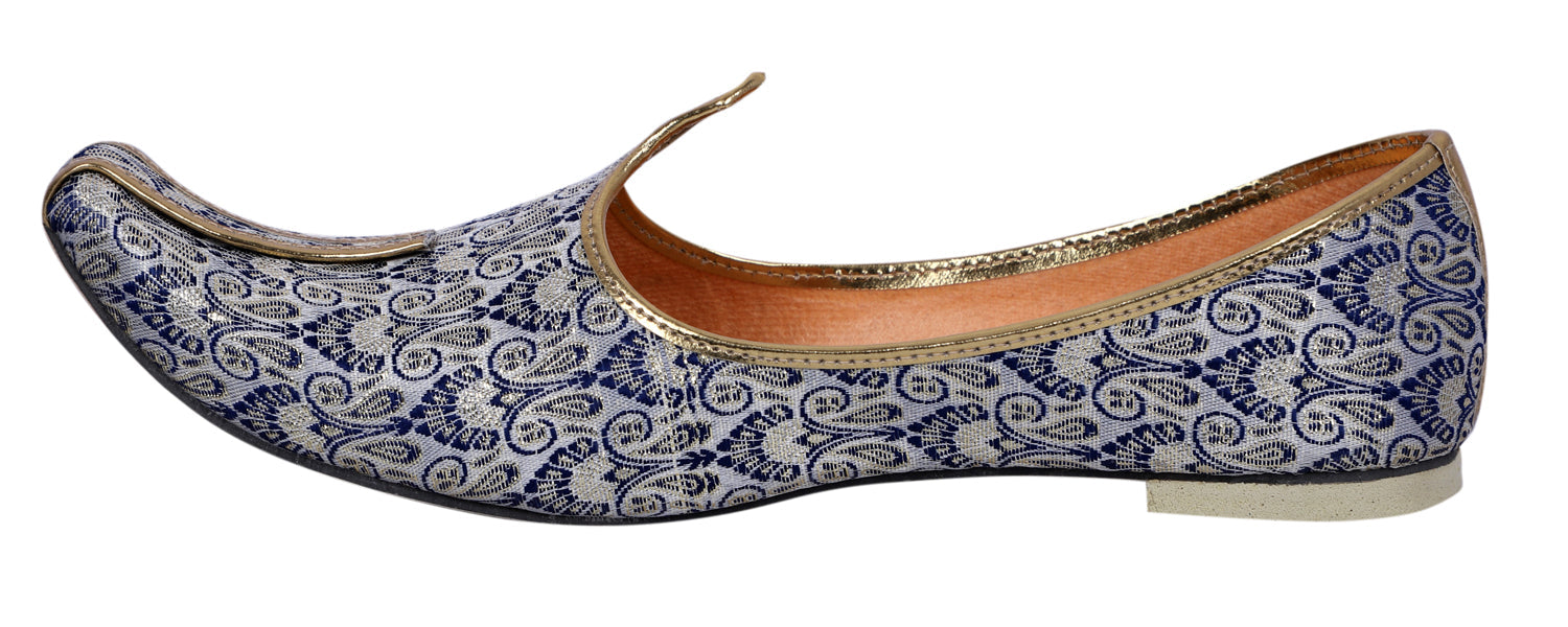 DEEUCO Men's Traditional Blue Wedding and Sherwani Jutti,Mojari