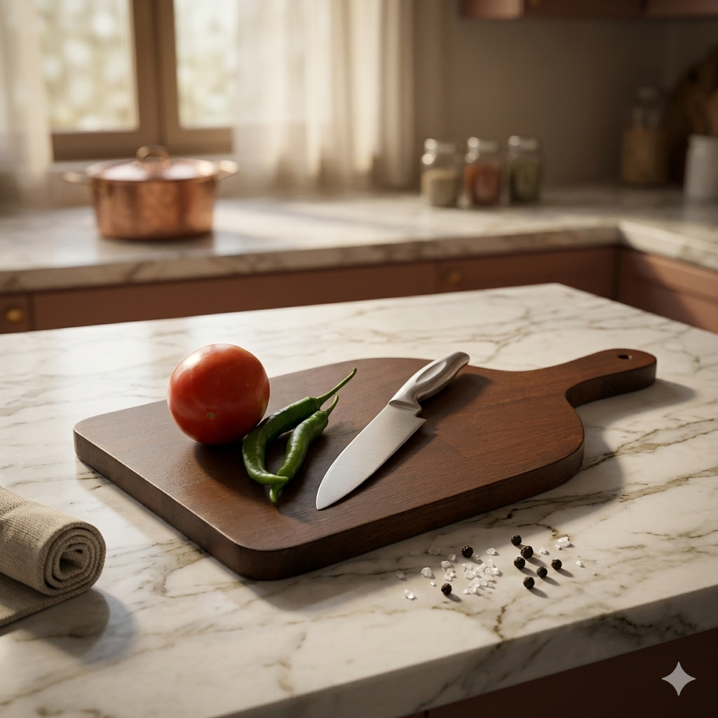 Wooden Brown Chopping/Cutting Board (Size:17x9x0.75 Inches)