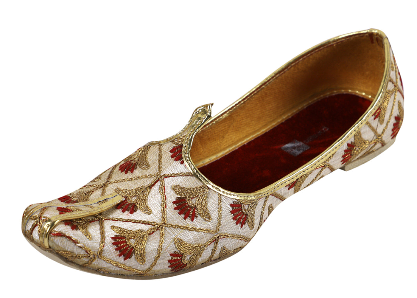 DEEUCO Men's Tradition Maroon and Golden Embroidery Design Wedding and Sherwani Jutti,Mojari