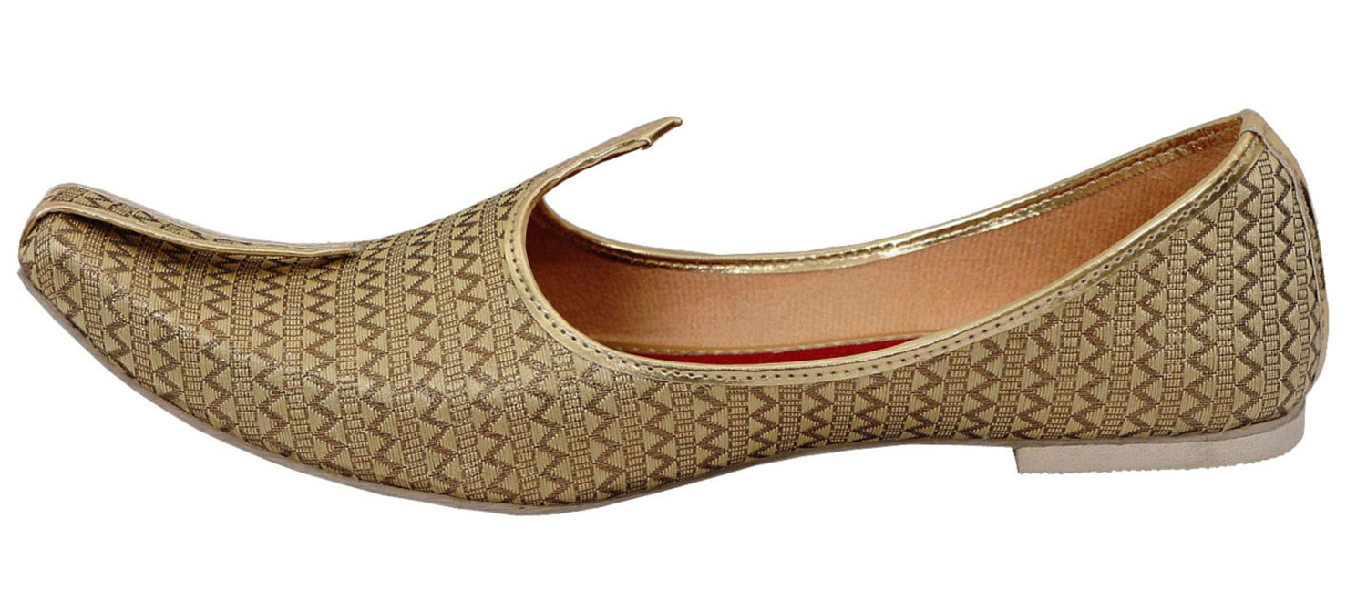 DEEUCO Men's Premium Golden Wedding and Sherwani Jutti, Mojari