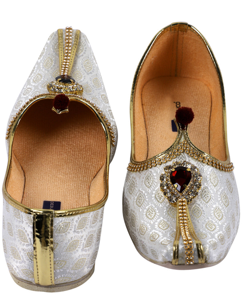 DEEUCO Men's Designer Stone Studded Wedding and Sherwani Jutti Mojari.