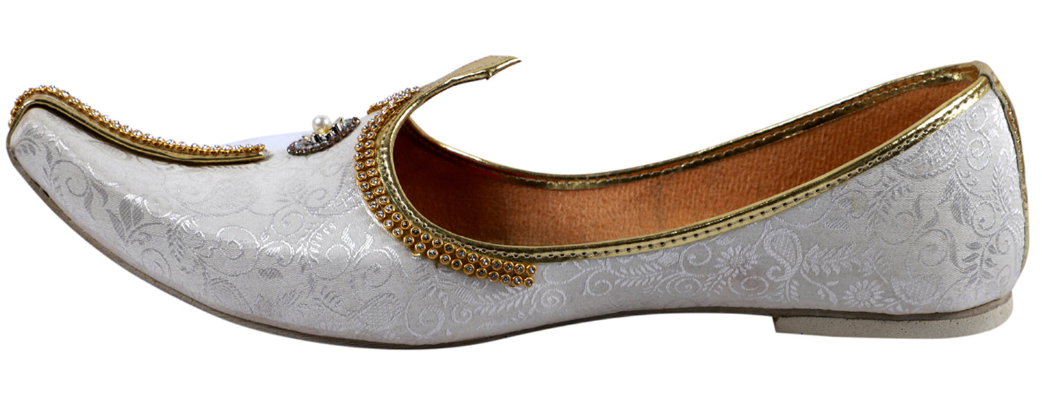 DEEUCO Men's Ethnic Cream Designer Wedding and Sherwani Jutti,Mojari