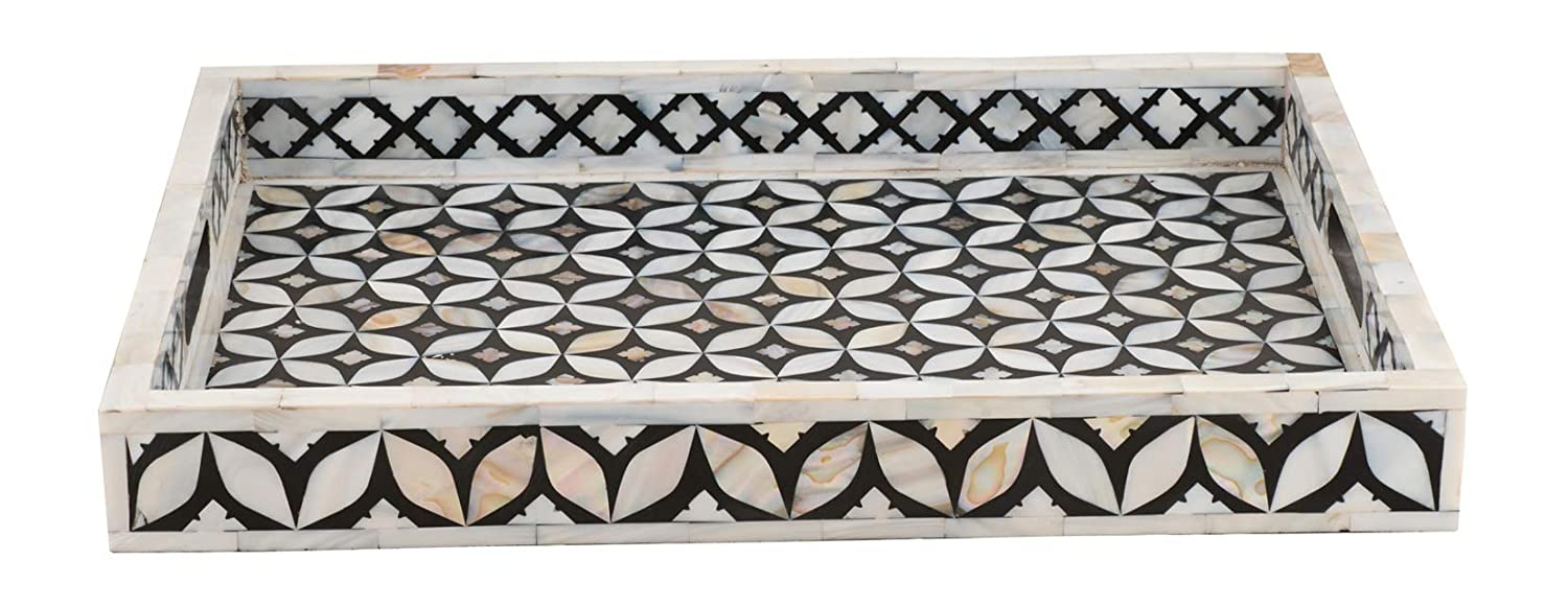 Wood Tray, Black White Abstract Print