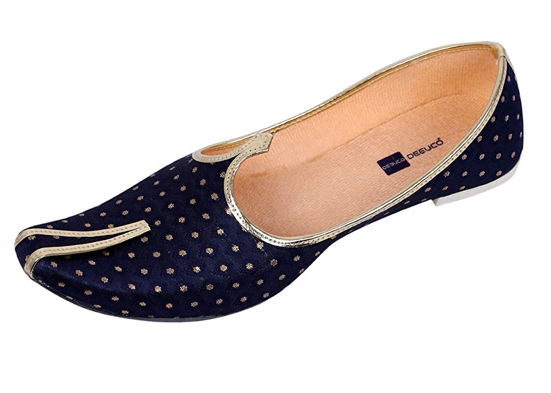 DEEUCO Men's Ethnic Juti/Mojari for Wedding and Party Occasions (Dark Blue)