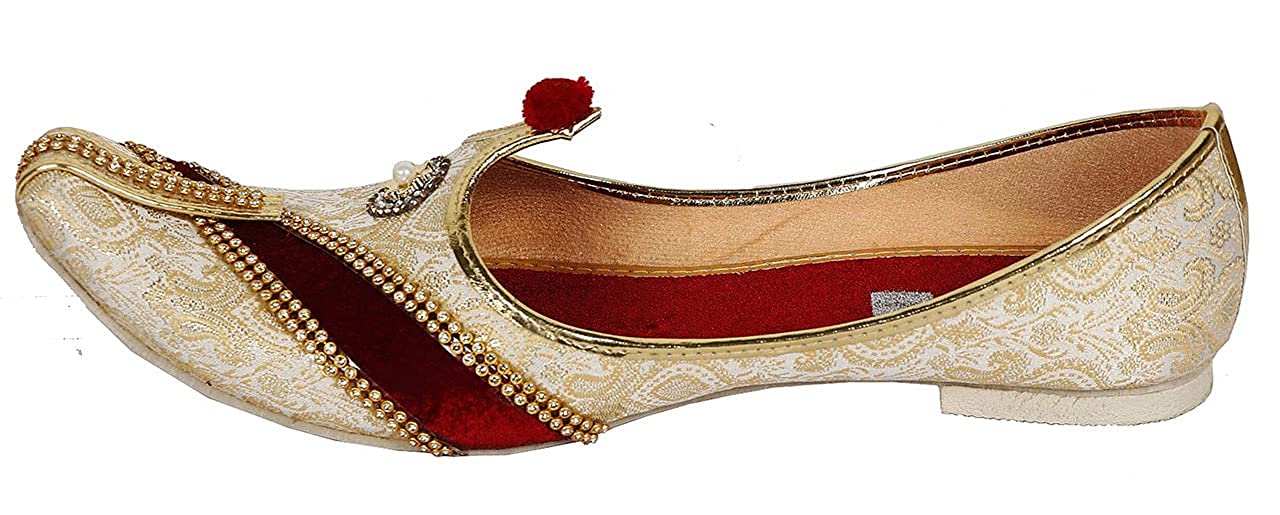 DEEUCO Men's Golden Premium Wedding and Sherwani Jutti, Mojari