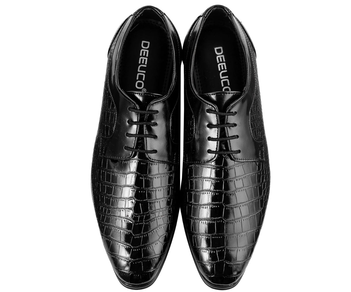 DEEUCO Men's Black Formal Shoes