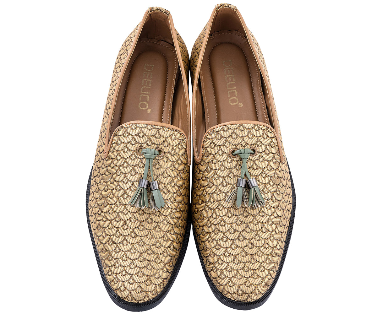 Men's Ethnic Premium Plain Metallic Golden Wedding and sherwani jutti/Shoes
