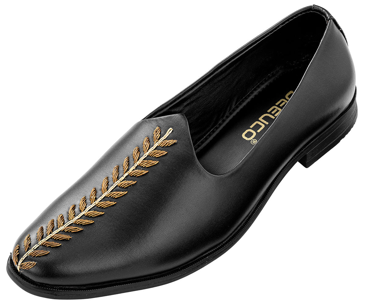 Deeuco Premium Black Traditional Handcrafted Zardozi embroidery Jutti