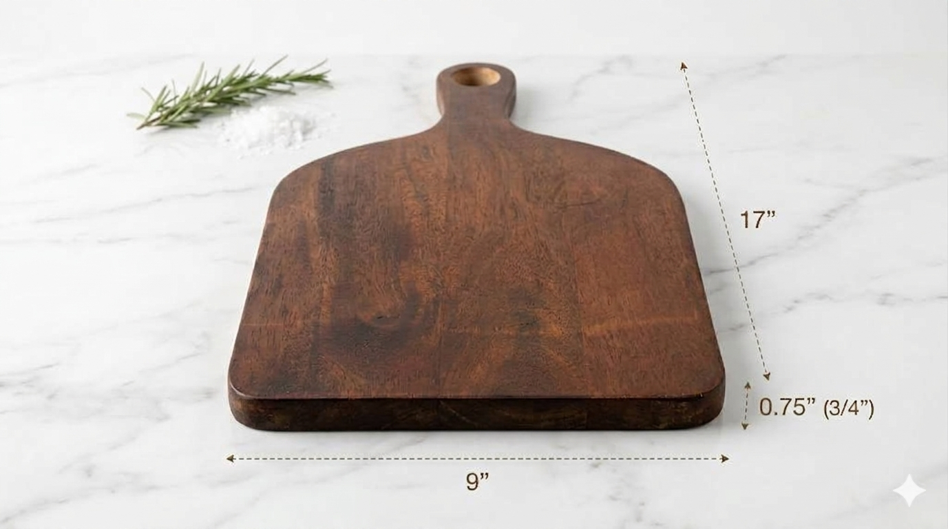 Wooden Brown Chopping/Cutting Board (Size:17x9x0.75 Inches)
