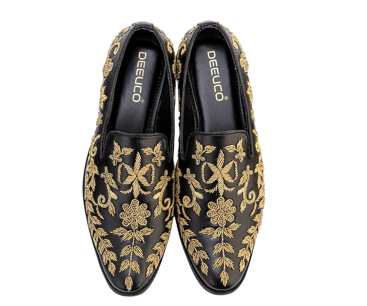 Deeuco Premium Black Hand Zardozi embroidery Jutti