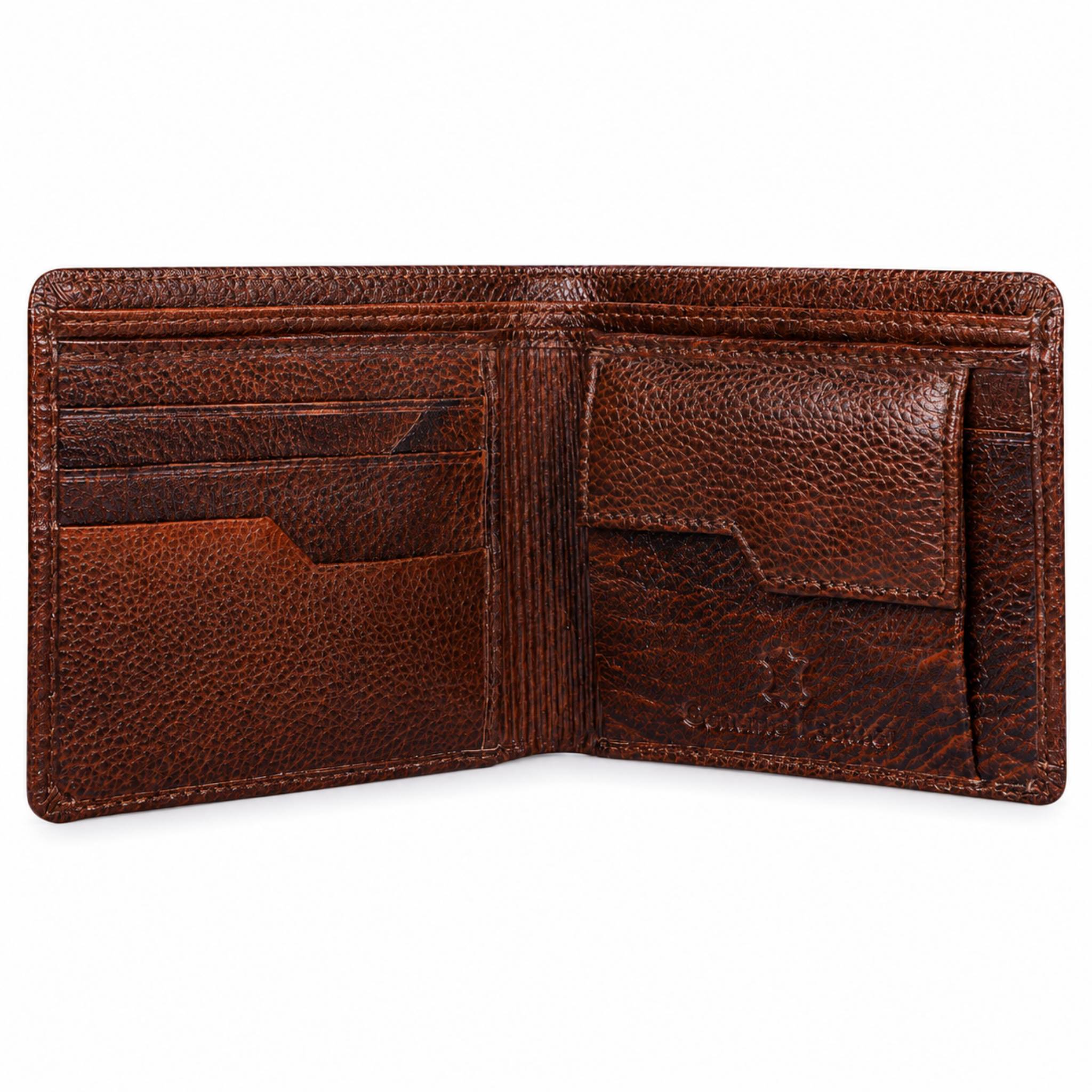 Deeuco Men's  Brown Genuine Leather Wallet with 3 card slot